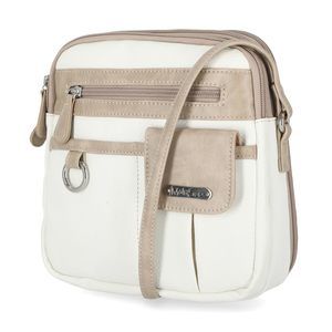 North South Mini Zip Around Crossbody Bag, White/Biscotti :P